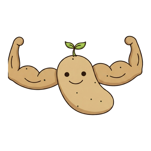 팔 근육을 뽐내는 감자 캐릭터